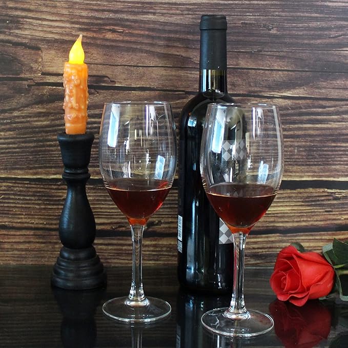 CVHOMEDECO. Real Wax Hand Dipped Battery Operated LED Timer Taper Candles Rustic Primitive Flameless Lights Decor, 4-3/4 Inch, Orange, 2 PCS in a Package