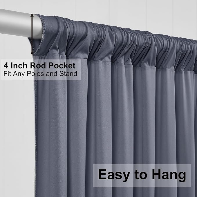 30ft×10ft Wrinkle Free Grey Backdrop Curtains for Parties, 6 Panels 5×10ft Soft Silky Polyester Charcoal Photo Backdrop Drapes for Birthday Baptims Baby Shower Wedding Photography Backgrounds - Image 5