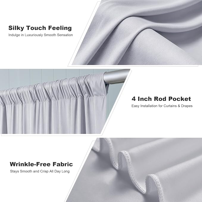 30x10ft Silver Backdrop Curtains for Parties, 6 Panels 5x10ft Wrinkle-Free Polyester Background Curtains for Wedding, Birthday, Baby Shower,Graduation, Decorations - Image 4