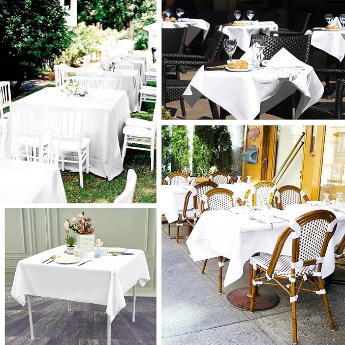 6 Packs White Square Tablecloths 52 x 52 Inch | Polyester Table Cloth for Square Tables, Stain Wrinkle Resistant Washable Fabric, Perfect for Wedding Banquet Party - Image 4