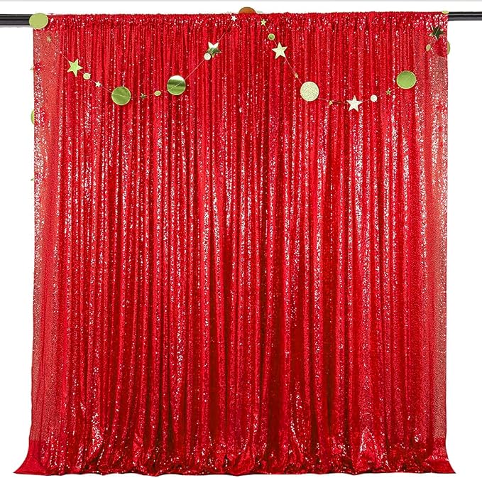 Red Sequin Backdrop Curtains 4 Panels 2FTx8FT - Image 4