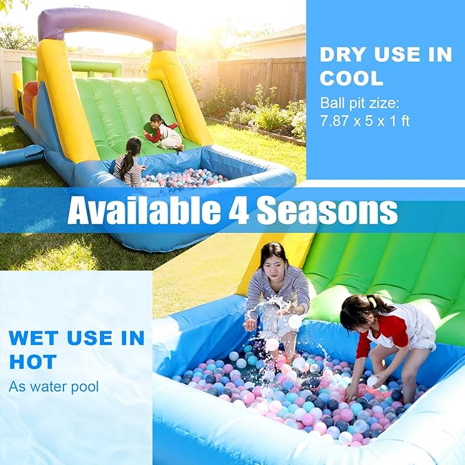 22FT Commercial Grade Bounce House for Adult, (Heavy Duty PVC) (Splash Big Water Pool) (1100W UL Blower) Inflatable Obstacle Course with Slide, Ball Pit, Large Backyard Lawn Party Game