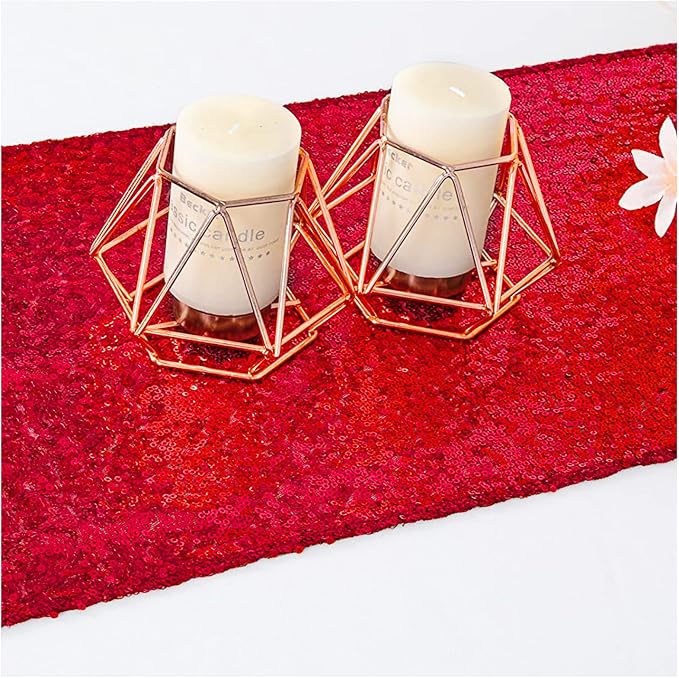 Red Sequin Table Runner 12 Pack 12''x72 Glitter Table Runner - Image 3