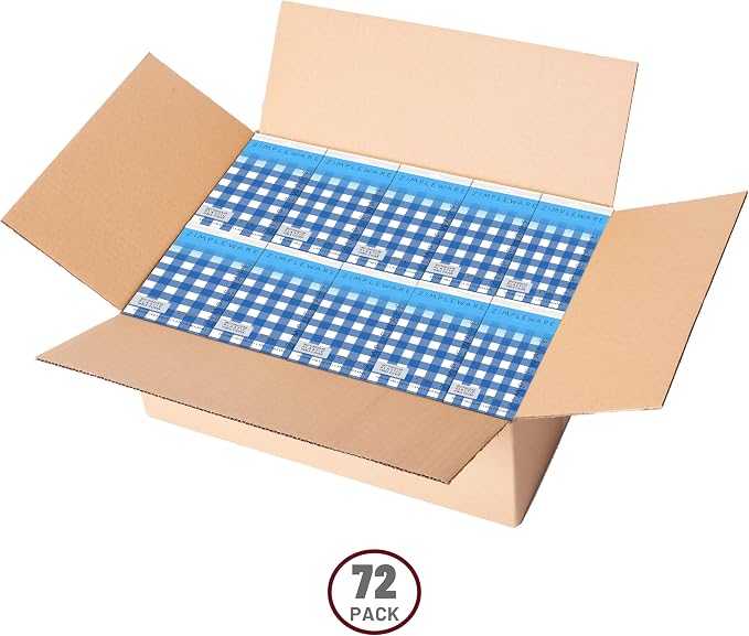 ZIMPLEWARE Blue Gingham Checkered 72 Pack Standard Disposable Plastic Party Picnic Tablecloth 84 Inch. x 84 Inch. Round Table Cover - Image 3