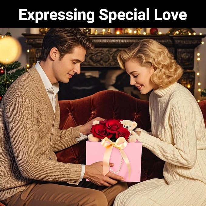 EUSOAR Pink Gift Bags, 12pcs 8.6"x3.9"x7" Thank You Gift Paper Bags with Bow Ribbon Handle, Small Shopping Party Favor Gift Treat Candy Bags Bulk for Wedding Guests Bridal Birthday - Image 5