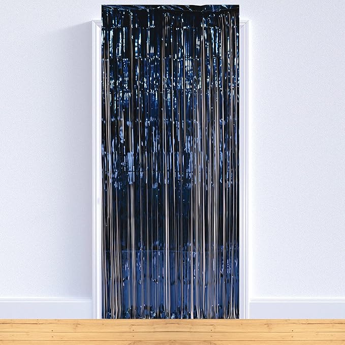 Beistle 1-Ply Tinsel Foil Fringe Curtain Photo Booth Backdrop, Birthday Party Decorations, Wedding Reception, Baby Shower Celebration, Graduation Supplies