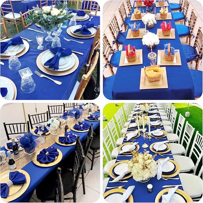 fani 10 Packs Royal Blue Tablecloth - 60 x 126 Inch for 8Ft Tables | Washable Polyester Fabric, Stain Wrinkle Resistant Rectangle Table Cloth for Wedding Banquets Parties Buffet Dining - Image 6