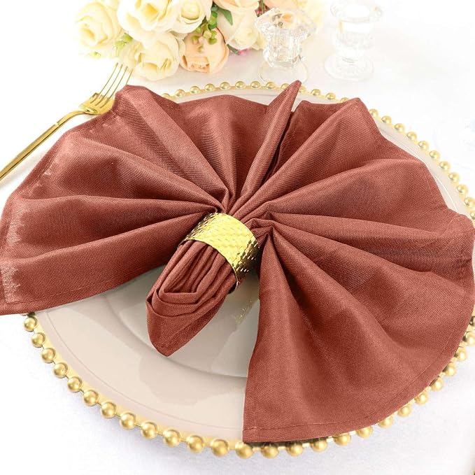 Efavormart Premium Cloth Napkins Set of 50, 20x20 Inch Terracotta Seamless Dinner Napkins, Washable Linen Table Napkin Cloth with Hemmed Edges for Weddings, Party and Banquet - Image 2