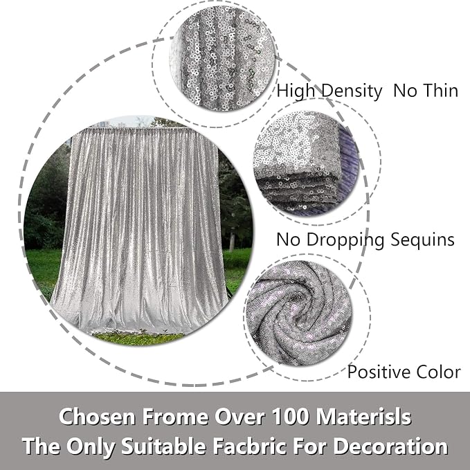 Silver Sequin Backdrop Curtains 4 Panels 2FTx8FT - Image 3