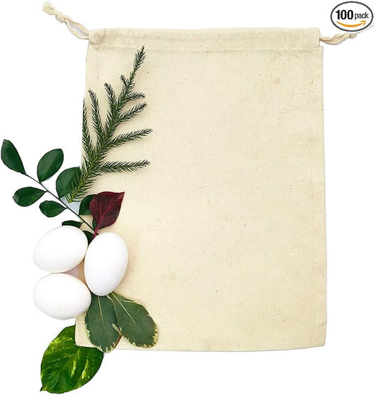 100% Cotton Muslin Bags with Drawstring Closure Sachet Bags - (4x6 in 100 pcs) Reusable Ecofriendly Spice Bags for Cooking, small Cloth bag, and Shoes Dust Bags by EcoGreenTextiles