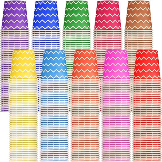 Thenshop 500 Pcs Disposable Paper Cups Small, Strip, Multicolor | 3.7 oz Cold Beverage Drinking Cups, Mini Mouthwash for Parties Picnic Coffee Travel Events Barbecues and Event, 10 Colors by Thenshop