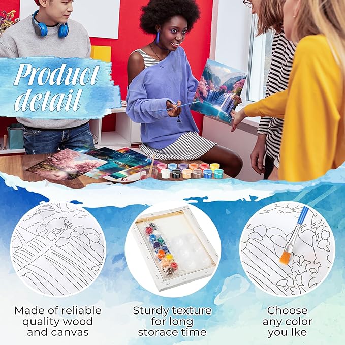 Zhanmai 12 Pack Pre Drawn Canvas for Painting Sip and Paint Kit 8" x 10" Paint Party Set Canvas Painting Pre Printed Canvases for Party Favor DIY Virtual Adult's Date Night(Realistic Landscape)