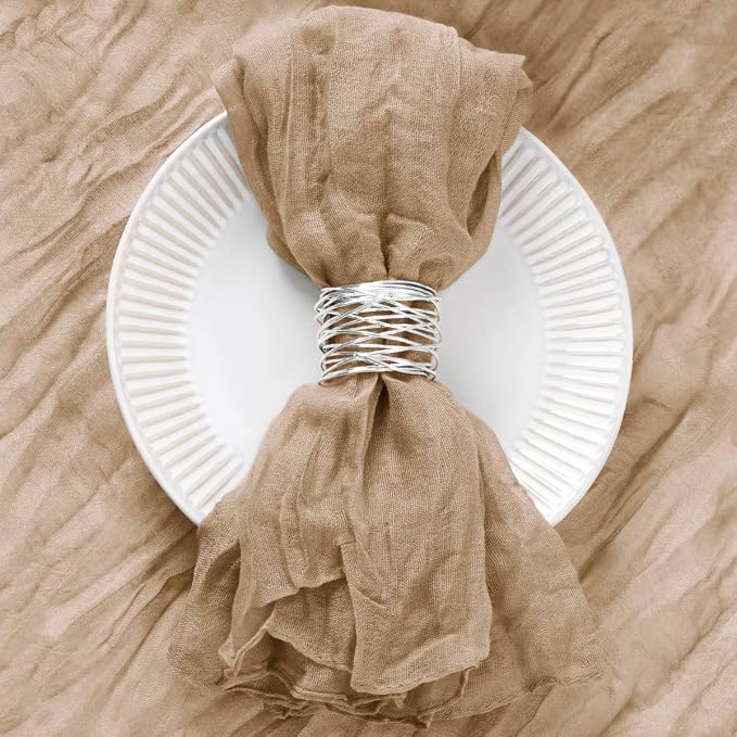 DeZerlor Nude Cheesecloth Napkins Fall Cloth Napkins Set of 50 for Party | Reusable Cloth Napkins Bulk, for Wedding Bridal Baby Shower Dinner Cocktail Birthday Home, 21x21 Inches - Image 2