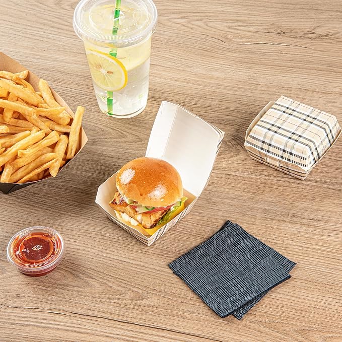 Restaurantware Paper Plaid Mini Burger Box, 2.8 x 2 In, 100 Pack - Image 7