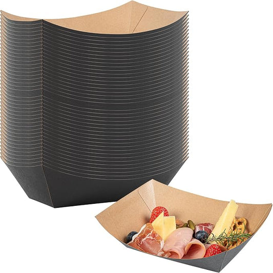 Restaurantware Black Paper lb Food Tray Boat, 9.3 x 7.1 x 2.9 in, 50 Pack by Restaurantware