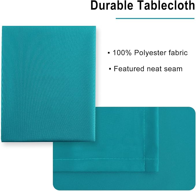 Hiasan Rectangle Tablecloth, 30 x 60 Inch, Turquoise, 1 Pack | Water Resistant, Spillproof, Washable Polyester Fabric Table Cloth for Kitchen/Dining/Spring/Banquet/Party/Picnic - Image 4