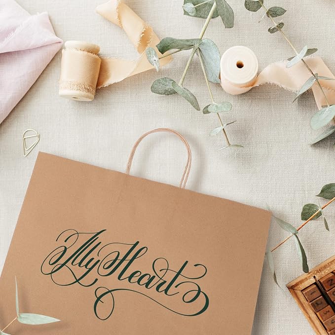 GSSUSA Brown Paper Bags with Handles, Large Gift Bags 16x6x12 Inch, 25 Pack | Sturdy Kraft Shopping Bags for Small Business, Grocery, Food Service, Takeout, Boutique, Retail, and Gift Packaging. - Image 4