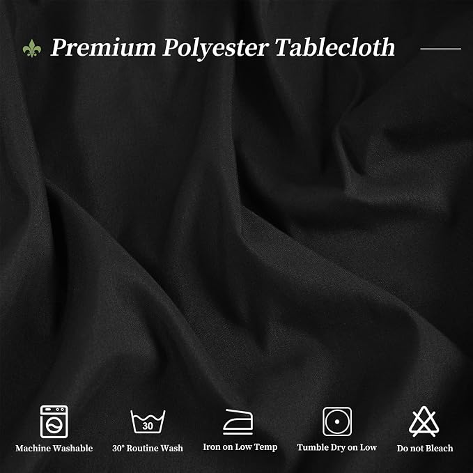 12 Packs 120 Inch Black Round Polyester Tablecloths | Table Cover for Round Tables, Stain and Wrinkle Resistant Washable Table Cloth, Perfect for Wedding Banquet Parties - Image 7