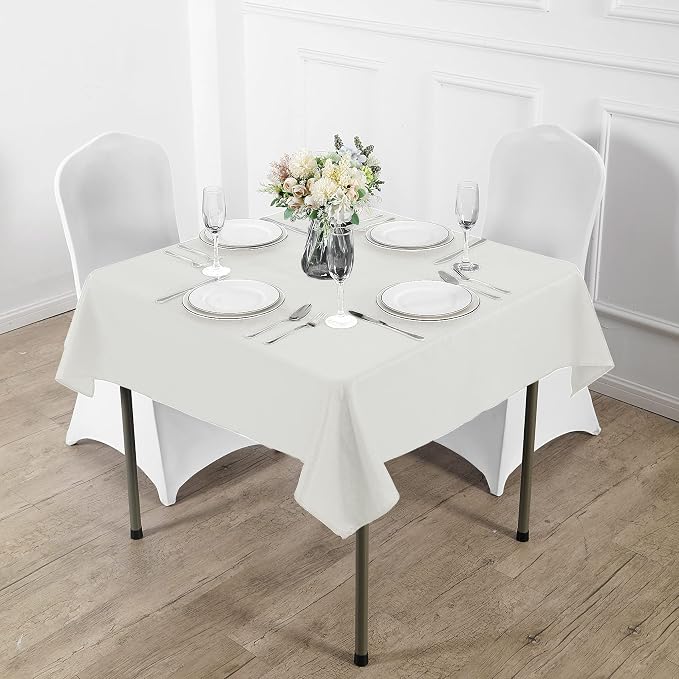 Fokitut 2 Pack Waterproof Square Tablecloth, 52x52 Inch, Stain Resistant and Wrinkle Polyester Table Cloth, Fabric Table Cover for Kitchen Dining, Wedding, Party, Holiday Dinner-Ivory - Image 5