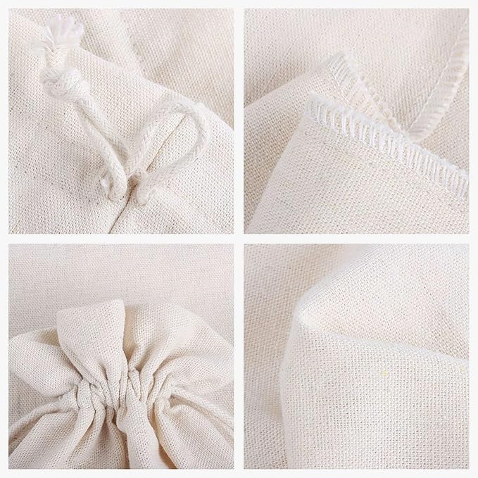 60 Pieces Cotton Drawstring Bags, Reusable Muslin Bag (10 x 15 cm) for Storage, Teas, Candy, Spices, Jewelry, Gifts, Wedding Party and Home Decoration DIY Craft - Image 4