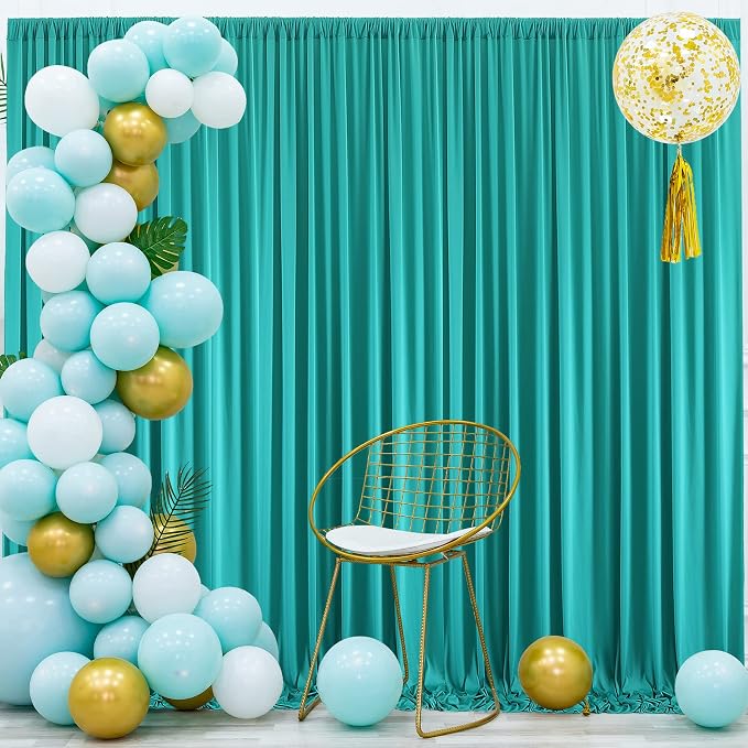20x10ft Turquiose Backdrop Curtains for Parties, 4 Panels 5x10ft Wrinkle-Free Polyester Background Curtains for Wedding, Birthday, Baby Shower,Graduation, Decorations - Image 6