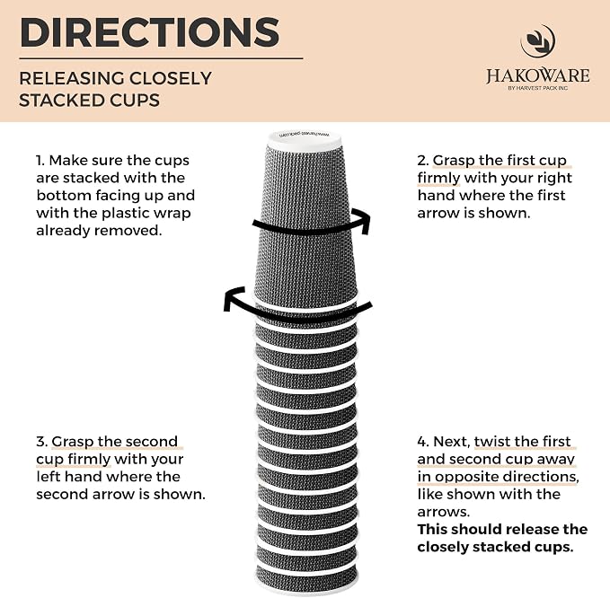16 oz Disposable Paper Coffee Cups with Lids Insulated Double-Walled Togo | 340 SET,Coffee Bar Accessories,Corrugated Ripple to go Coffee Cups,Black,Geometric,Chocolate,Hot Drinks,Cafe,Party,Hakoware - Image 4