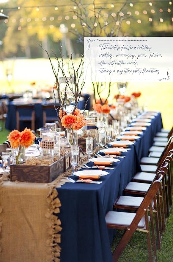 Pesonlook 6Pack Navy Blue Tablecloths for 6 ft Rectangle Tables, 60 x 102 Inch Rectangle Table Cloth Polyester Fabric Washable Table Cloth for Wedding Reception Banquet Party Restaurant - Image 5