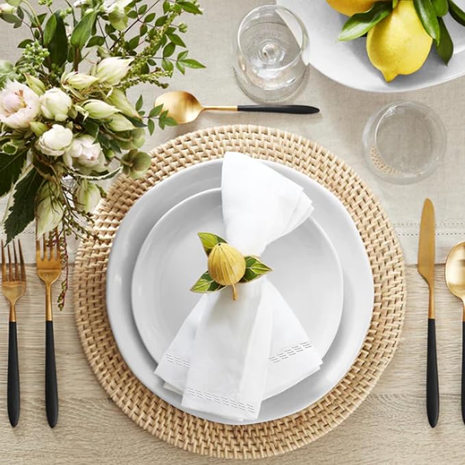 Majestic Giftware Polyester Napkins - NPK2-WT | Set of 12 (20" x 20") White Design Dinner Napkins Cloth | Linen Look Washable Cloth Napkins Set for Weddings, Banquets, or Restaurants - Image 4