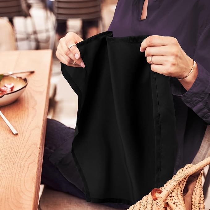 Utopia Home [24 Pack, Black] Cloth Napkins 17x17 Inches, 100% Polyester | Hemmed Edges, Washable and Reusable Ideal for Parties, Weddings and Dinners - Image 7