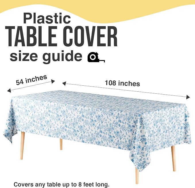 Exquisite 66% Thicker Floral Plastic Tablecloth Rectangle 54x108 Inch 24 Pack - Botanical Disposable Summer Table Cloth Tea Party Decorations - Greenery Table Cover Bridal Shower Wedding Spring - Image 6