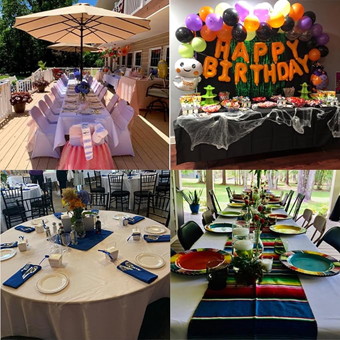 6 Pack Royal Blue Round Tablecloths 132 Inches Table Cloth Stain and Wrinkle Resistant Washable Polyester Table Cover Fabric for Party, Wedding,Dining,and Banquet Decoration - Image 7