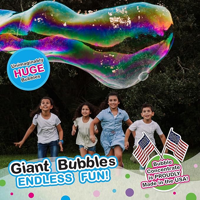 WOWMAZING Giant Bubbles Kit Plus – Big Bubbles for Kids with a Large Bubble Wand and Bubble Mix (Makes 1.5 Gallon)