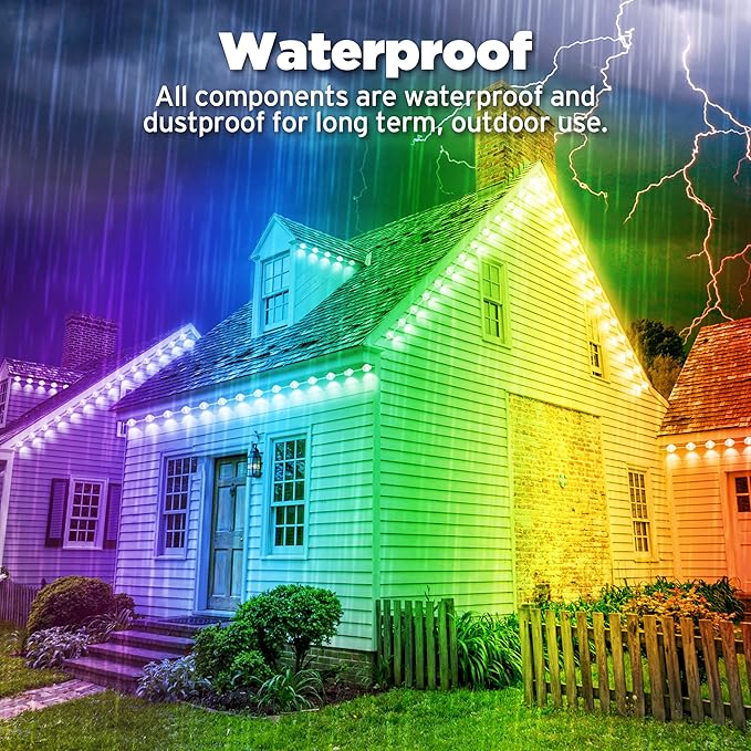 RGB Permanent Outdoor lights, 100FT Smart LED Eaves Lights with APP/Remote Control, IP67 Waterproof Outdoor Lights for House - Ideal for Christmas, Halloween, Party, Garden, Patio Home Decoration