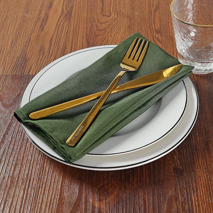 Cloth Napkins 20x20 inch Washable Polyester Dinner Napkins Soft Table Napkins for Wedding Party Dining Banquet(Willow,50PCS) - Image 6