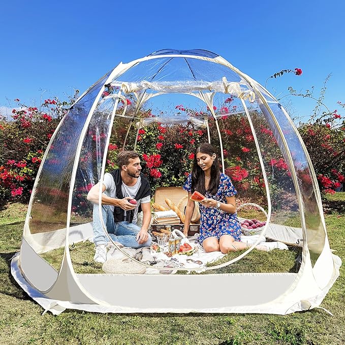 Screen Houses Pop-up Outdoor Camping Tent, 540 Degree Fully Transparent Non Dead Corner Gazebo