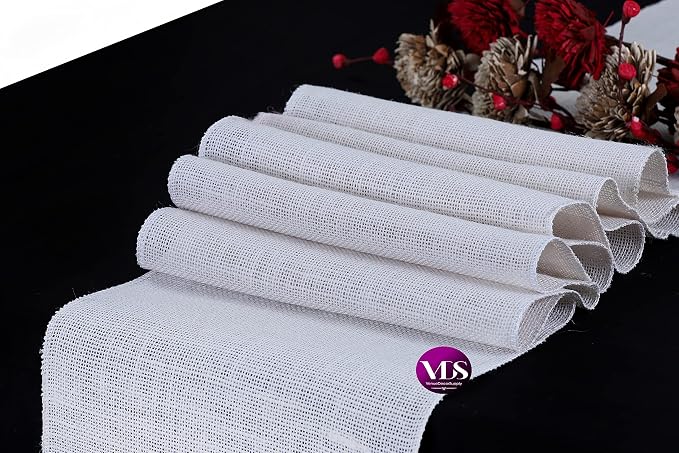VDS Pack of 12, Burlap Table Runner 100% Natural Jute Rustic Hessian Table Cloth Centrepiece for Wedding Bridal Shower Birthday Event Party Banquet Table Decoration (Size 12X108 Inch)(White) - Image 3