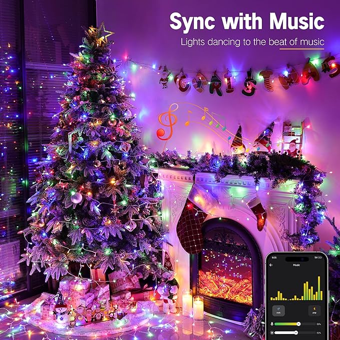 BrizLabs Multicolor & Cool White Color Changing Smart Christmas Lights, 180ft 500 LED Christmas Tree Lights with App & Voice Control, Dimmable Xmas Lights Clear Wire for Indoor Outdoor Xmas Tree Decor
