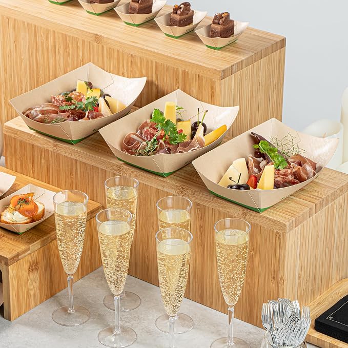 Restaurantware Paper Boats 200 Pack of 1 lb Greaseproof Disposable Bamboo Food Boats Sustainable Serving Trays Leak-Resistant Kraft Paper Brown For Appetizer And Portion Serving - Image 7