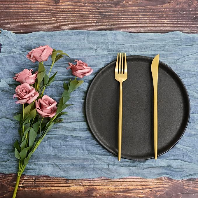 fani 60 Pack Gauze Cheesecloth Napkins, 20 x 20 in, Dusty Blue | Wrinkled Table Napkins, Soft Cotton, Rustic Decorative, Weddings, Party, Dinner Table, Everyday Use - Image 4