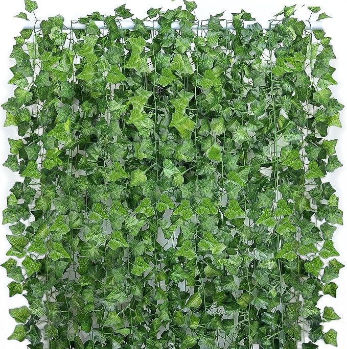 47 Pack 329 Feet Fake Vines, Ivy Garland, Artificial Leaves Leaf Greenery Hanging Foliage for Bedroom, Wall Garden Decor by Unknown