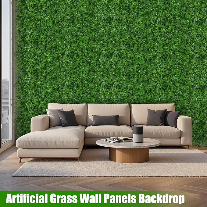 6Pcs Artificial Grass Wall Panels,20"x20" Boxwood Wall Panels | UV-Anti Fake Plant Wall, Faux Greenery Backdrop, Green Grass Wall Decor, Evergreen Hedge for Outdoor Indoor Patio Garden - Image 5
