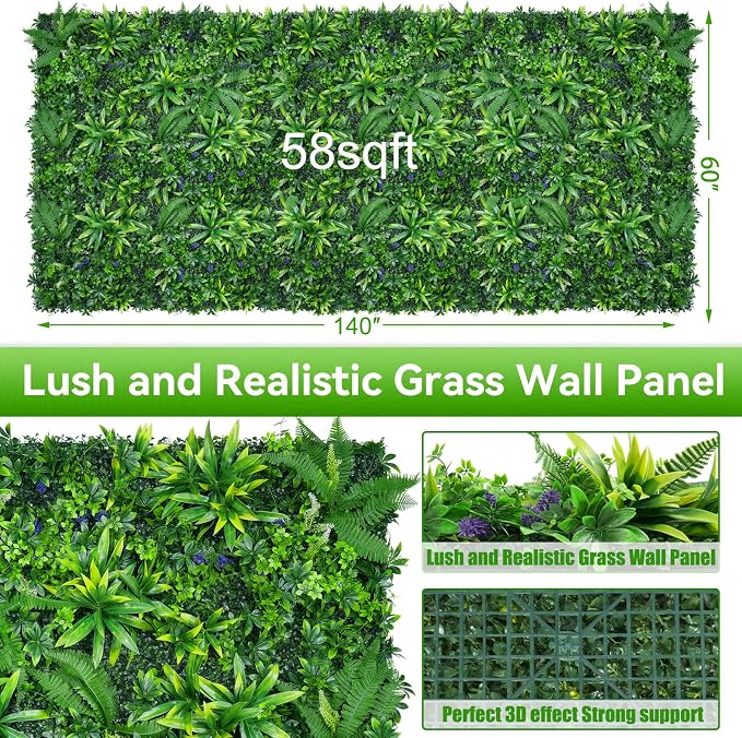 Grass Wall Panels, 60"x140"(58 sqft) Hedge Boxwood Roll Backdrop with UV-Resistant, Fake Greenery Plant Decor for Outdoor Indoor Patio Garden Backyard - Image 2