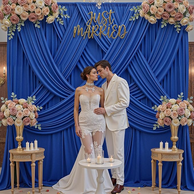 10x10ft Royal Blue Backdrop Curtains for Parties, 2 Panels 5x10ft Wrinkle-Free Polyester Background Curtains for Wedding, Birthday, Baby Shower,Graduation, Decorations - Image 6