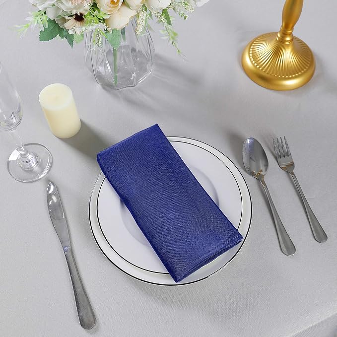 Cloth Napkins 17x17 inch Washable Polyester Dinner Napkins Soft Table Napkins for Wedding Party Dining Banquet(Royal Blue,25PCS) - Image 7