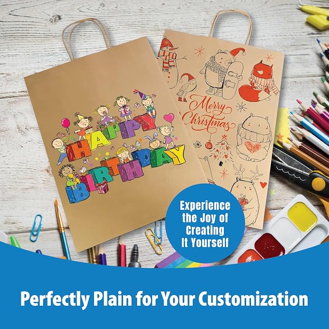 Excellent 10x5x13 Brown Kraft Paper Shopping Bags, Merchandise, Retail Bags, Party Favor Gift Bags, Large Paper Sacks with Handles available in Packs of 25/50/100/250CT (250) - Image 6