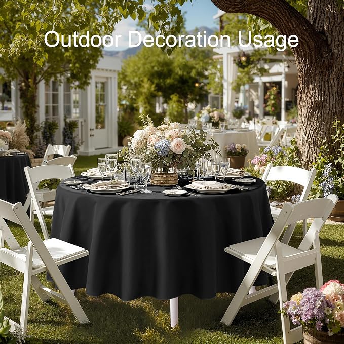 joybest 6 Pack Round Tablecloths 60 Inch Black Fit 20 to 42 Inch Tables | Washable Polyester Fabric Table Cloths Cover for Wedding Party Reception Formal Events - Image 7
