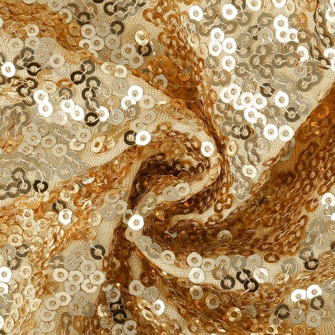 ANMINY Spandex Sequin Chair Sashes with Bows, Light Gold, Pack of 200 - Image 4