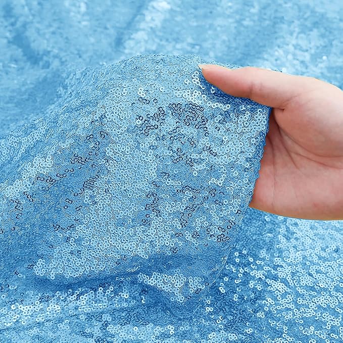 Sugargirl Blue Sequin Backdrop Curtain 4FTx8FT Glitter Blue Background Drapes Sparkle Photography Backdrop for Party Wedding Birthday Wall Decoration(1 Panel) - Image 6