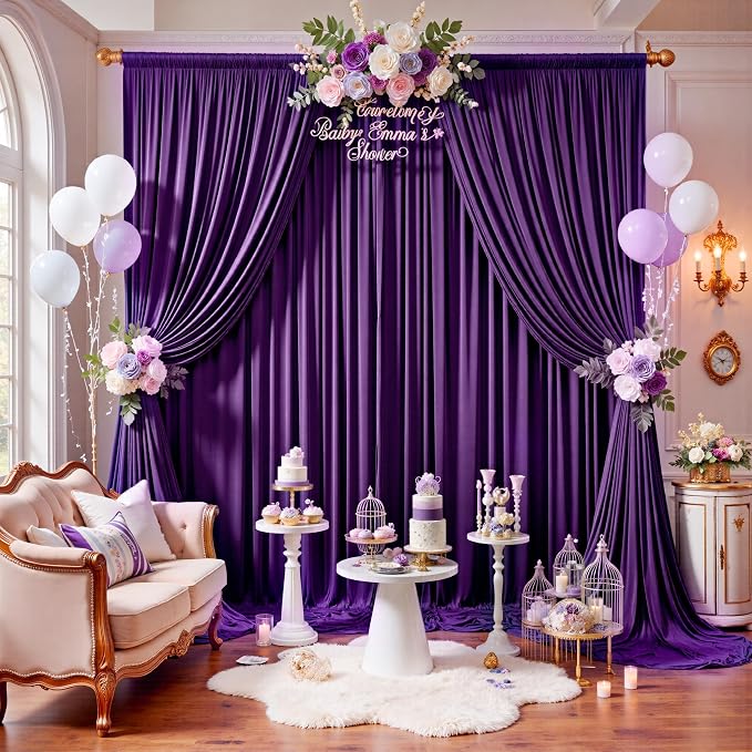 12ft x 10ft Purple Backdrop Curtains for Parties, Wrinkle Free 2 Panels Photo Backdrop Drapes Back Drop Cloth for Wedding Birthday Photography Background Decor - Image 4