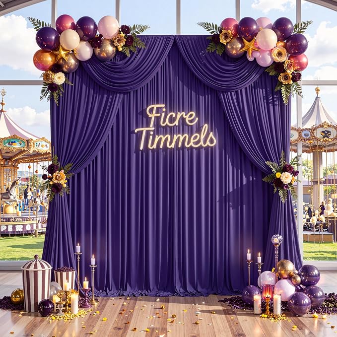 40 ft x 10 ft Wrinkle Free Purple Backdrop Curtain for Parties, 5ft x 10ft 8 Panels Polyester Purple Photo Backdrop Drapes for Wedding Birthday Party Baby Shower Fabric Photo Curtains for Mermaid - Image 4